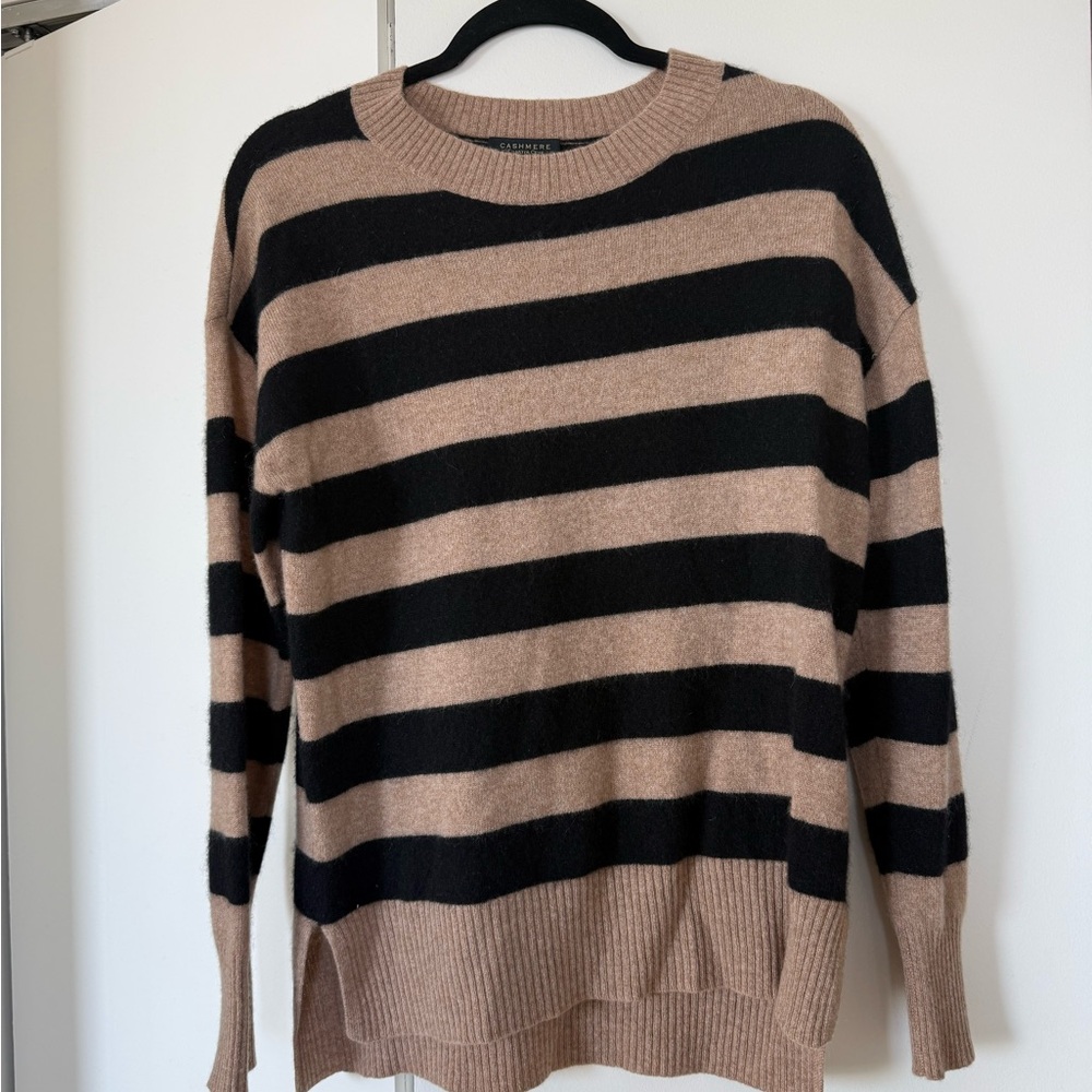 Charter Club Black and Tan Striped Sweater